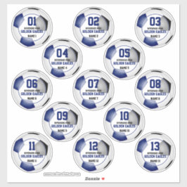 blauw zwart voetbalteam kleuren van 13 aangepaste  sticker