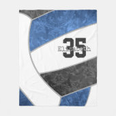 Blauw zwart volleybal aangepaste naam jersey numme fleece deken (Voorkant)