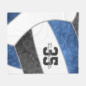 Blauw zwart volleybal aangepaste naam jersey numme fleece deken (Voorkant (Horizontaal))
