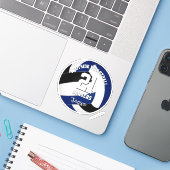Blauw Zwart Volleybal Club Kleuren Atleet Naam Sticker (Laptop met iPhone)