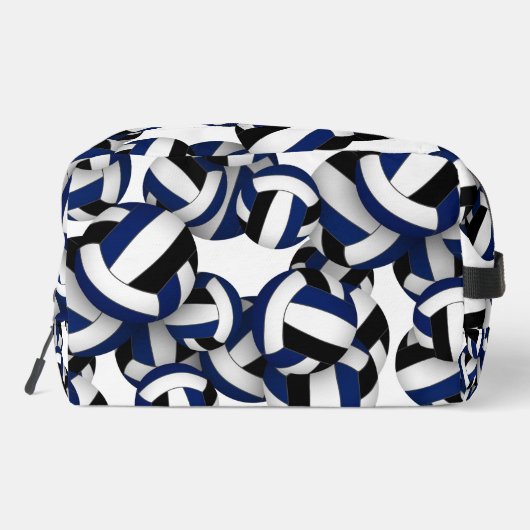 Blauw Zwart Volleybal Club Kleuren Monogrammed Toilettasje (Achterkant)