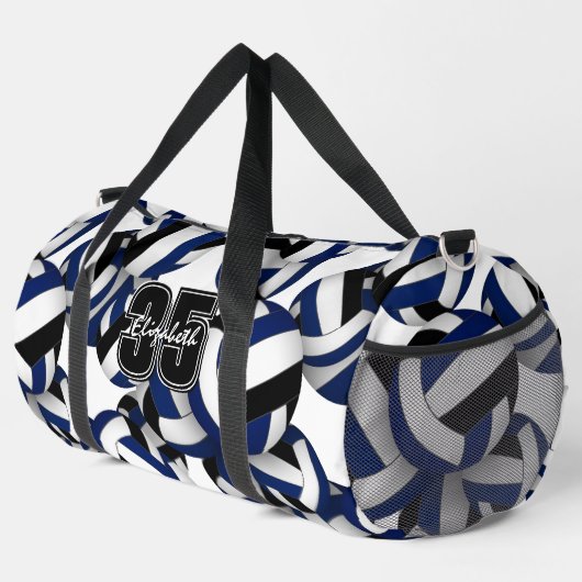 Blauw Zwart Volleybal Team kleuren patroon Plunjezak (Rechterhoek)