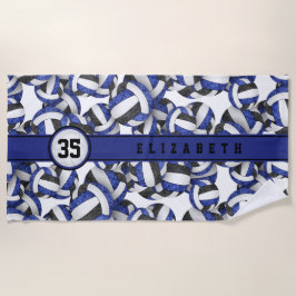 Blauw Zwart Volleybal Team Kleuren Sportpatroon Strandlaken