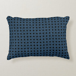 Blauw Zwart Weefpatroon Accent Kussen