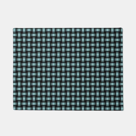 Blauw Zwart Weefpatroon Deurmat (Voorkant)