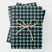 Blauw Zwart Weefpatroon Inpakpapier Vel (In situ)