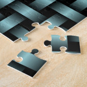 Blauw Zwart Weefpatroon Legpuzzel (Zijkant)