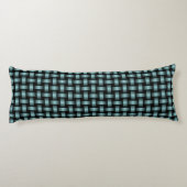 Blauw zwart weefpatroon lichaamskussen (Achterkant)