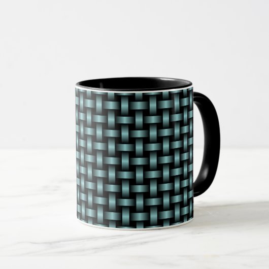Blauw Zwart Weefpatroon Mok (Voorkant rechts)