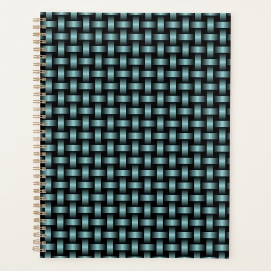 Blauw Zwart Weefpatroon Planner (Voorkant)