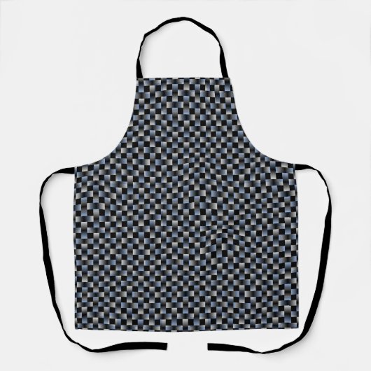 Blauw Zwart Weefpatroon Schort (Voorkant)