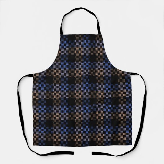 Blauw Zwart Weefpatroon Schort (Voorkant)