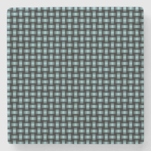 Blauw zwart weefpatroon stenen onderzetter