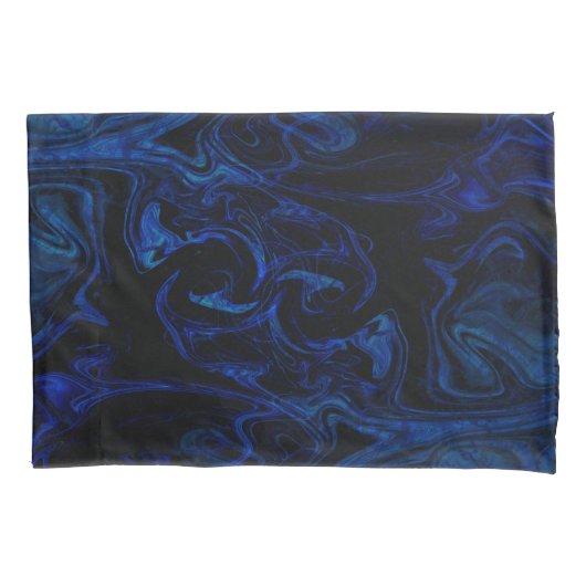 Blauw Zwart Wervelend Abstract Rokerig Koel Kussensloop (Voorkant)