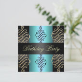 Blauw/zwart Werveltje Elegant Ontwerp Verjaardag U Kaart (Staand voorkant)