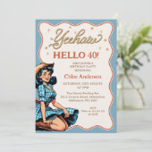  Blauw Zwart Western Cowgirl 40ste Verjaardag Kaart (Staand voorkant)