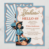  Blauw Zwart Western Cowgirl 40ste Verjaardag Kaart (Voorkant / Achterkant)