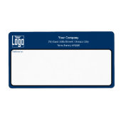 Blauw Zwart Wit Aangepast Logo Bedrijfsadres Etiket (Voorkant)