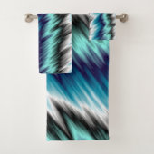 Blauw zwart-wit abstract bad handdoek (Insitu)
