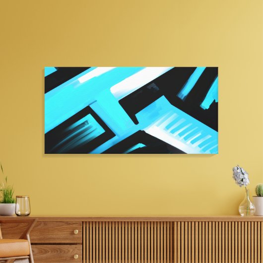 Blauw zwart-wit Abstract Canvas Afdruk (Insitu (Woonkamer))