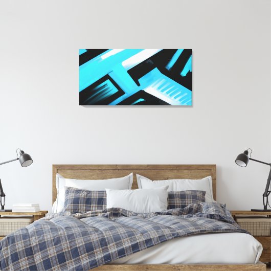 Blauw zwart-wit Abstract Canvas Afdruk (Insitu (Slaapkamer))