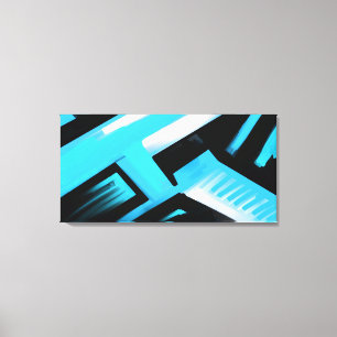 Blauw zwart-wit Abstract Canvas Afdruk