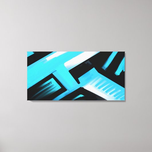 Blauw zwart-wit Abstract Canvas Afdruk (Voorkant)