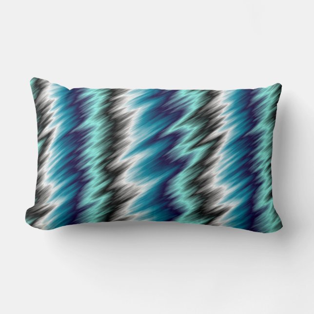 Blauw zwart-wit abstract kussen (Voorkant)