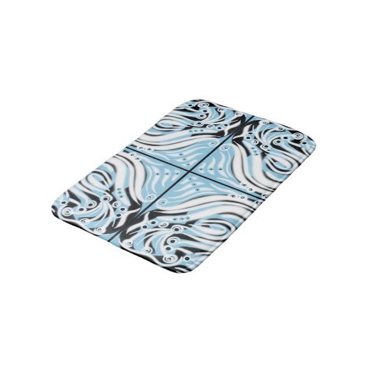 Blauw zwart wit Abstract patroon Badmat (Gekanteld)