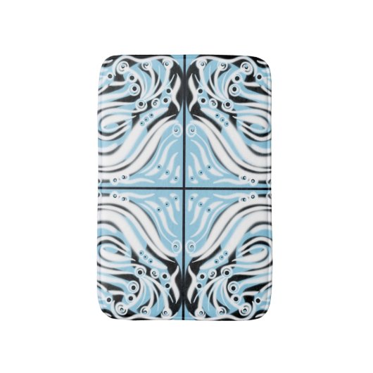 Blauw zwart wit Abstract patroon Badmat (Voorkant Verticaal)