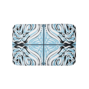 Blauw zwart wit Abstract patroon Badmat