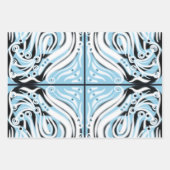 Blauw zwart wit Abstract patroon Inpakpapier Vel (Voorkant 2)