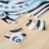 Blauw zwart wit Abstract patroon Legpuzzel (Zijkant)