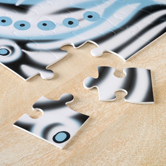 Blauw zwart wit Abstract patroon Legpuzzel (Zijkant)