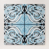 Blauw zwart wit Abstract patroon Legpuzzel (Horizontaal)