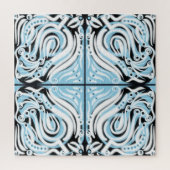 Blauw zwart wit Abstract patroon Legpuzzel (Verticaal)