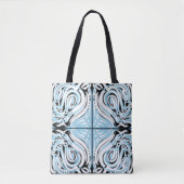 Blauw zwart wit Abstract patroon Tote Bag (Voorkant)