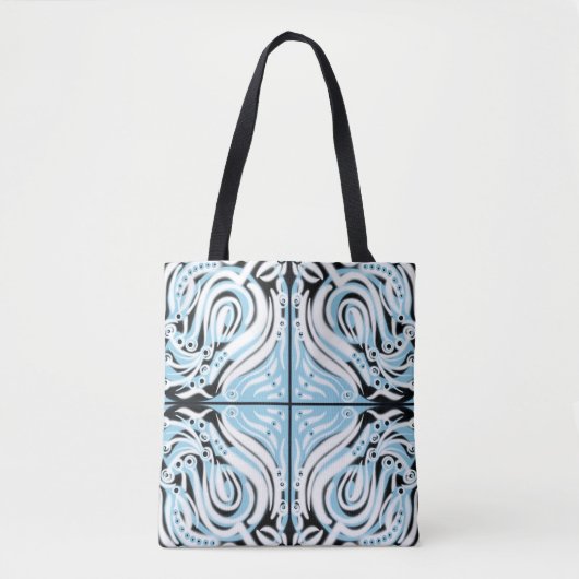 Blauw zwart wit Abstract patroon Tote Bag (Voorkant)