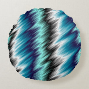 Blauw zwart-wit abstract rond kussen