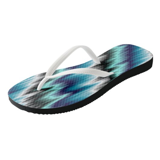 Blauw zwart-wit abstract teenslippers (Schuin)
