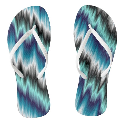 Blauw zwart-wit abstract teenslippers (Voetbed)