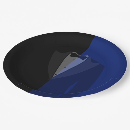 Blauw/zwart-wit afdrukken papieren bordje (Gekanteld)