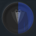 Blauw/zwart-wit afdrukken papieren bordje<br><div class="desc">Blauw/zwarte tuxedo om het bord van bachelorpartijpapier af te drukken. Dit bachelor party collectie kan worden gewijzigd om een verjaardag,  een verjaardagsfeest,  enz. te zijn. Het is volledig aanpasbaar voor je gelegenheid,  dit collectie zal perfect zijn voor iedereen die iets heel anders wil. Veel plezier... bedriegers!</div>