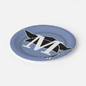 Blauw zwart-wit afgestudeerde lampvoet Monogram In Papieren Bordje (Gekanteld)