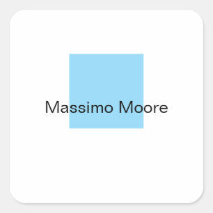 Blauw Zwart Wit Eenvoudig Elegant Eigen Naam Vierkante Sticker