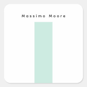 Blauw Zwart Wit Eenvoudig Elegant Eigen Naam Vierkante Sticker