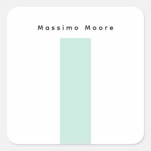 Blauw Zwart Wit Eenvoudig Elegant Eigen Naam Vierkante Sticker (Voorkant)