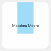 Blauw Zwart Wit Eenvoudig Elegant Eigen Naam Vierkante Sticker (Voorkant)