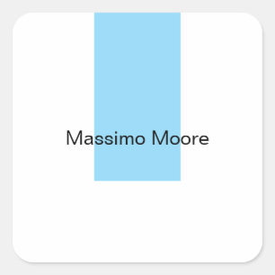 Blauw Zwart Wit Eenvoudig Elegant Eigen Naam Vierkante Sticker