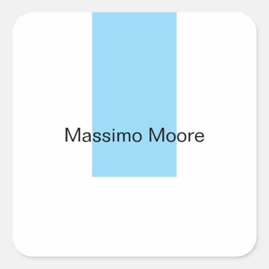 Blauw Zwart Wit Eenvoudig Elegant Eigen Naam Vierkante Sticker (Voorkant)